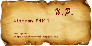Wittman Pál névjegykártya